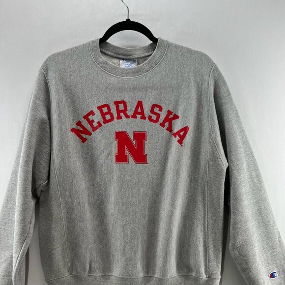 Champion Nebraska Cornhuskers Sweatshirt Men's Size Small Crewneck Pullover Gray - Picture 3 of 13